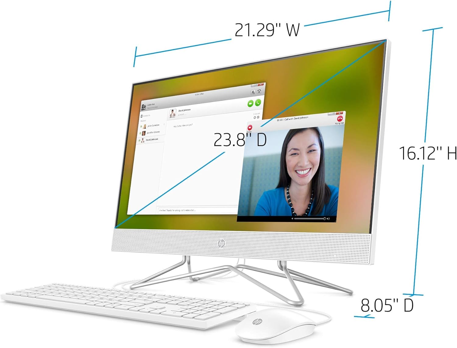 HP 24-inch All-in-One Desktop Computer, AMD Athlon Silver 3050U Processor, 8 GB RAM, 256 GB SSD, Windows 10 Home (24-dd0010, White) (Renewed)