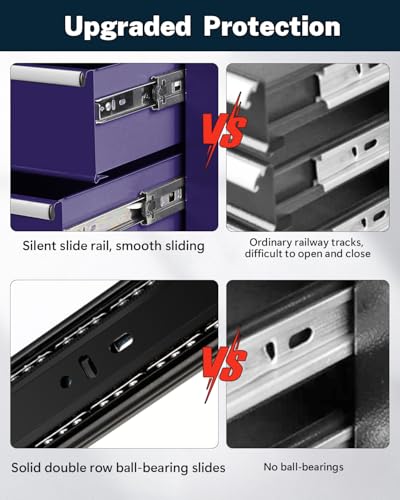 Heavy-Duty 7-Drawer Rolling Tool Chest with Wheels, Steel Tool Storage Cabinet with Lock & Liner for Workshop for Workshop/Garage - Includes 7 Organizer Boxes, Black