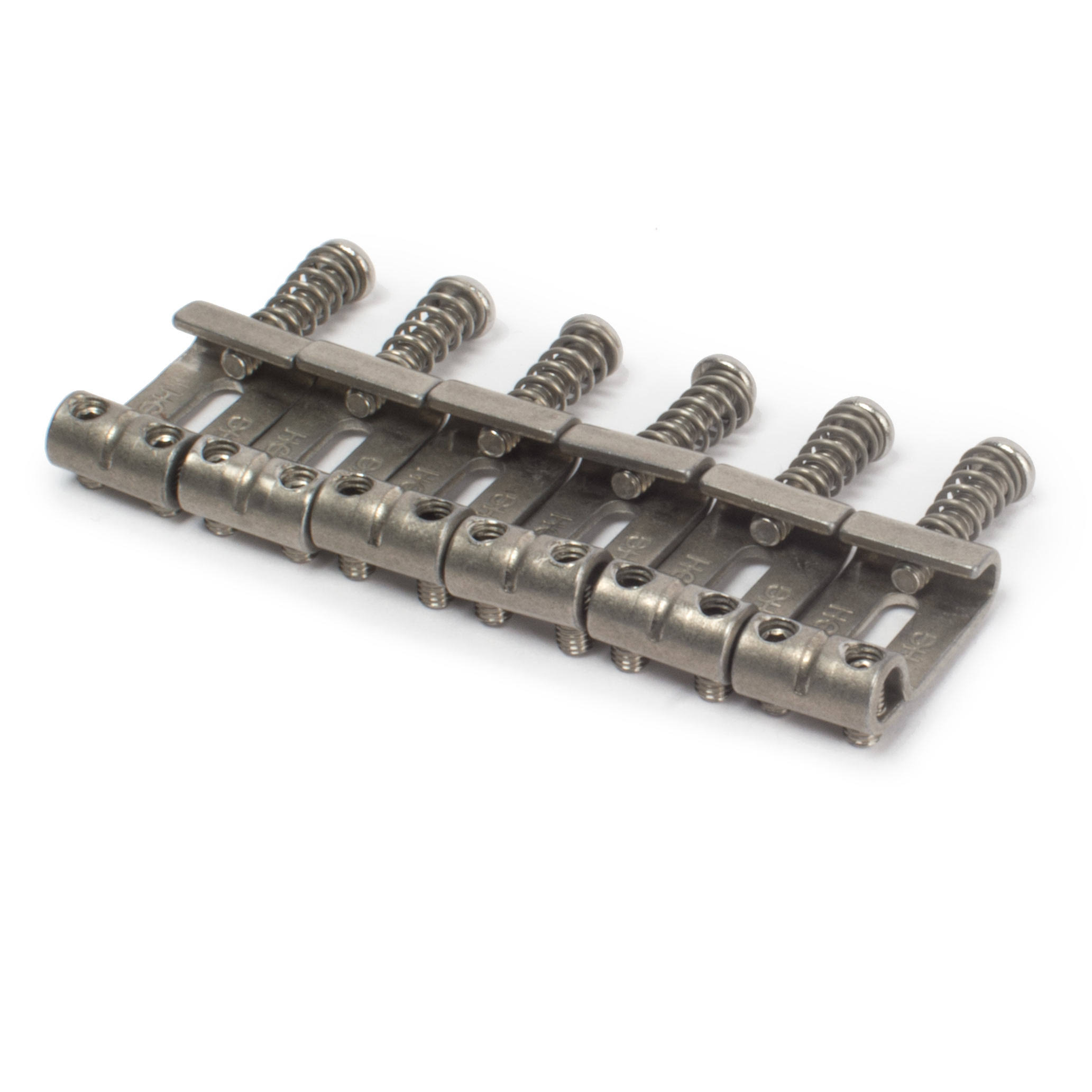 Highwood Contoured Vintage Saddles for Strat - Set of 6, Relic Nickel, 2-7/32x22 Spread