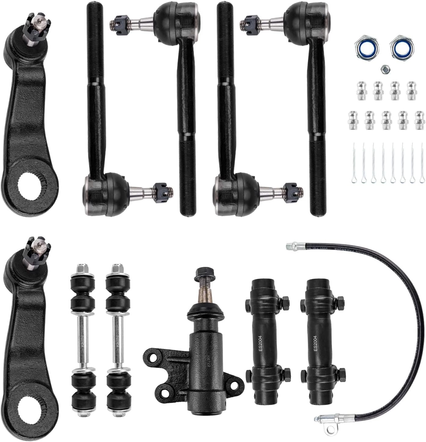 Torchbeam 15Pcs Front Suspension Kit, Upper Lower Control Arm Idler Arm Pitman Arm with Ball Joint Tie Rods Sway Bar Links for C1500 C2500 1993-2000, Tahoe 1995-2000, Yukon 2WD 1995-1999