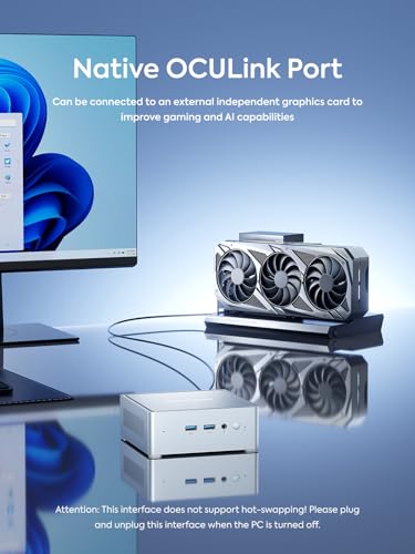 MINISFORUM UM880 Plus Mini PC AMD Ryzen 7 8845HS(8C/16T, up to 5.1GHz), 32GB DDR5 1TB PCIe4.0 SSD, HDMI+DP+USB4 Triple Outputs, OCuLink Port, 2.5G LAN, 5x USB Port, Radeon 780M Graphics Micro Computer