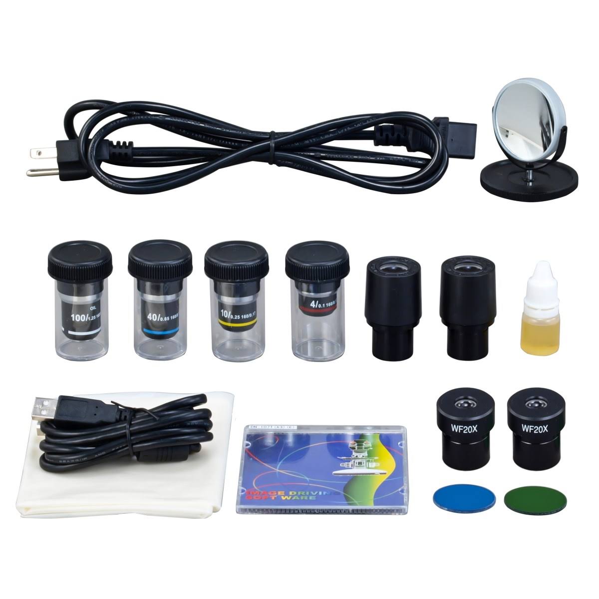 OMAX 40X-2000X Digital Binocular Phase Contrast Compound Microscope with Built-in 3.0MP USB and Interchangable Phase Contrast