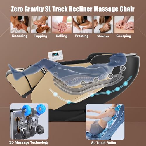 Artist hand Massage Chair Full Body Extra Wide Seat, Zero Gravity Massage Chair SL-Track Shiatsu Massage Recliner Chair with 12 Modes, Bluetooth, Body Scan, Heating, Foot Roller, Airbags Massage