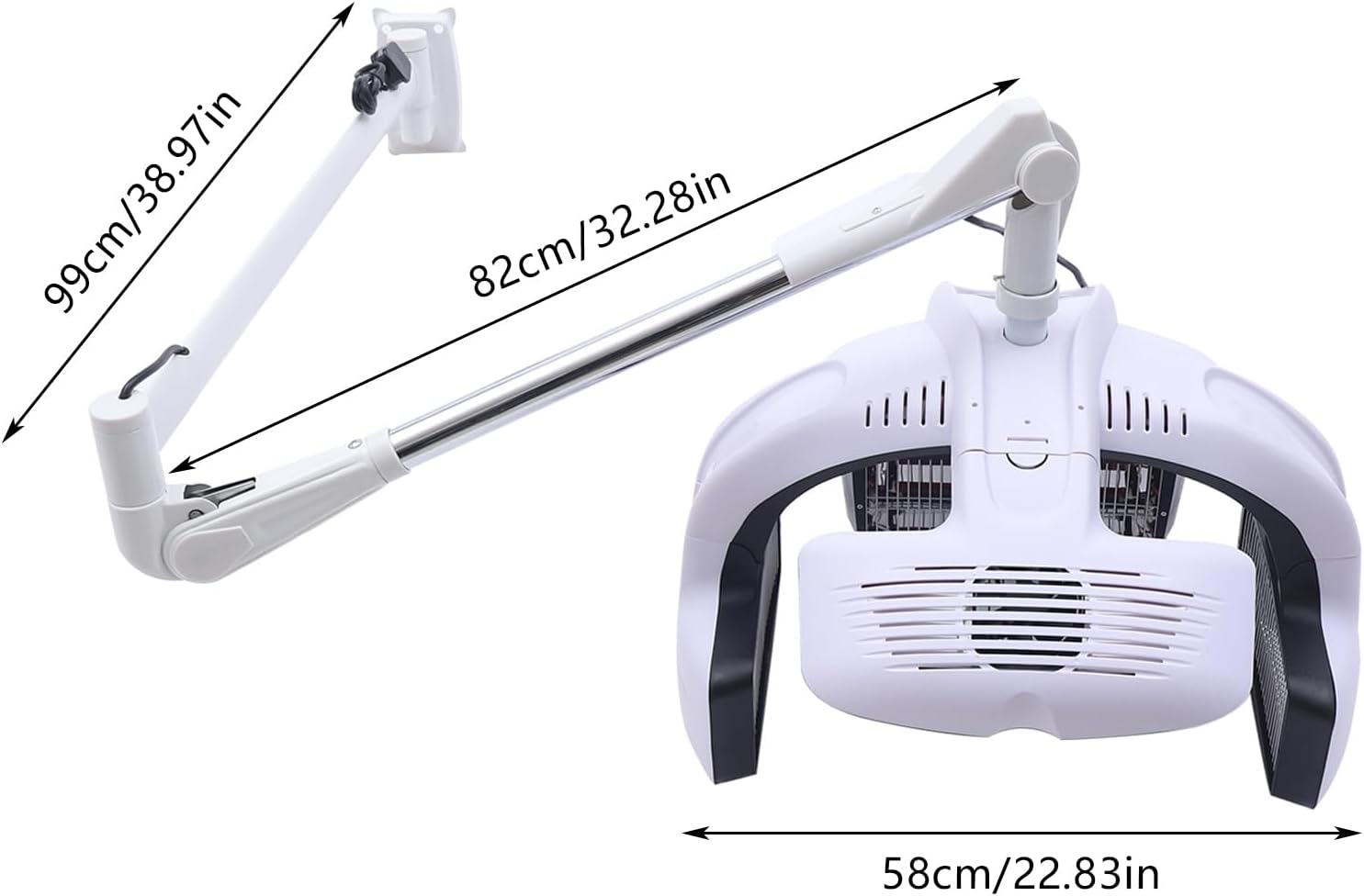 1250W Wall Mounted Hair Dryer, Professional Hair Dryer Heater w/LCD Display Adjustable Swing Arm, Hair Hood Dryer Beauty Salon Equipment for Hair Salon