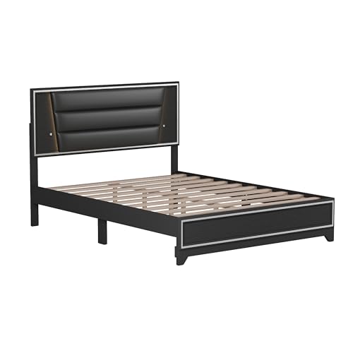 Harper & Bright Designs 3-Pieces Bedroom Sets Queen Size Upholstered Bed with LED Lights, Nightstands and Dresser with Metal Handles and Sparkling Shiny Decoration, White