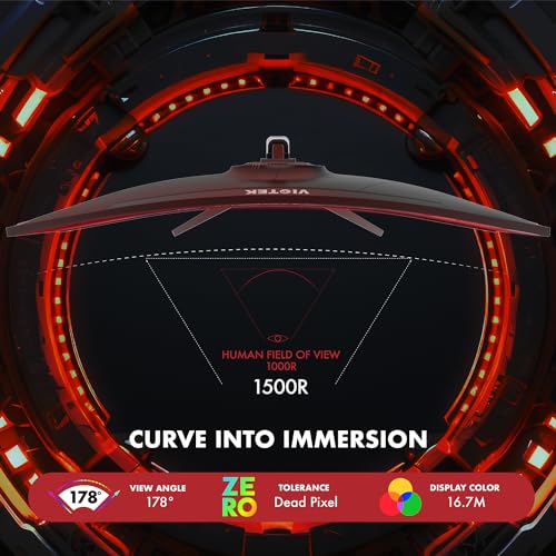Viotek GNV34DBE4 34 Inch UWQHD 144Hz Curved Gaming Monitor | Ultra-Wide 21:9 3440x1440p, 1ms MPRT, 4000:1 Contrast, 140% sRGB, HDR, FreeSync & G-Sync Ready, PIP/PBP