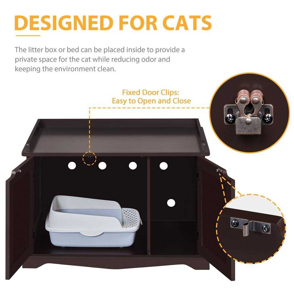 Yaheetech Cat Litter Box Enclosure Wooden Storage Side Table - Pet Supplies online store