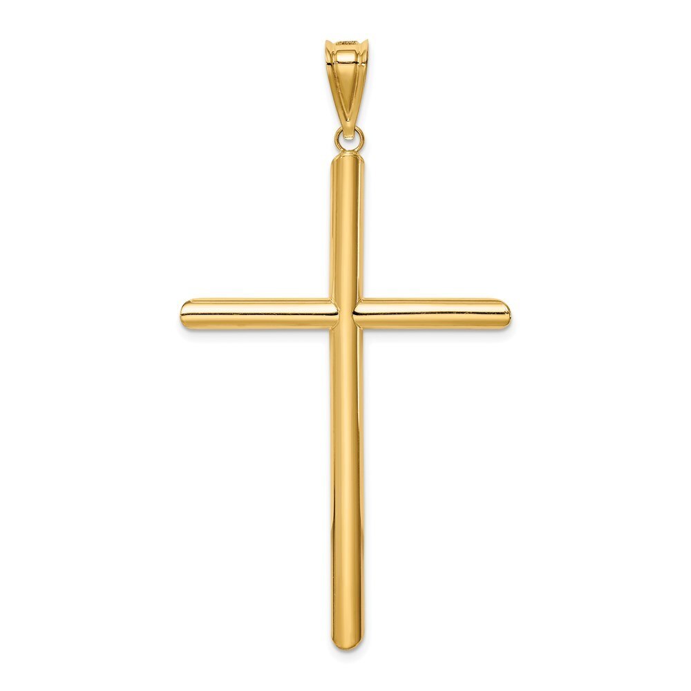 14k Yellow Gold Polished Tube Cross Pendant K6192