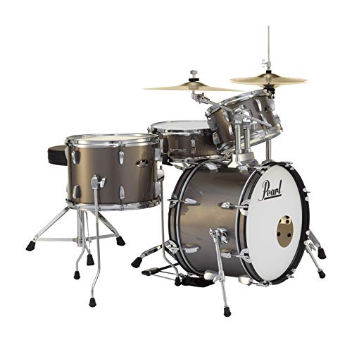 Pearl Roadshow Drum Set 4-Piece Complete Kit with Cymbals and Stands, Charcoal Metallic (RS584C/C706)