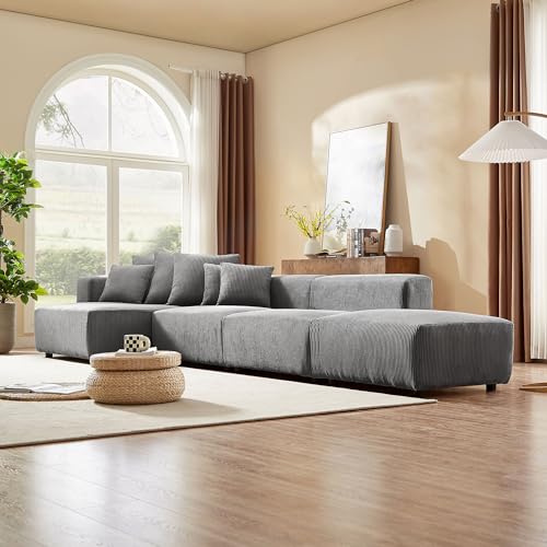 122.8" Curved Sofa Couch for Living Room, Cream Sofa Modern Curved Couch Boucle Modular Sectional Sofa Set 4 Seat Upholstered Couch for Bedroom Apartment Left Hand Facing Beige