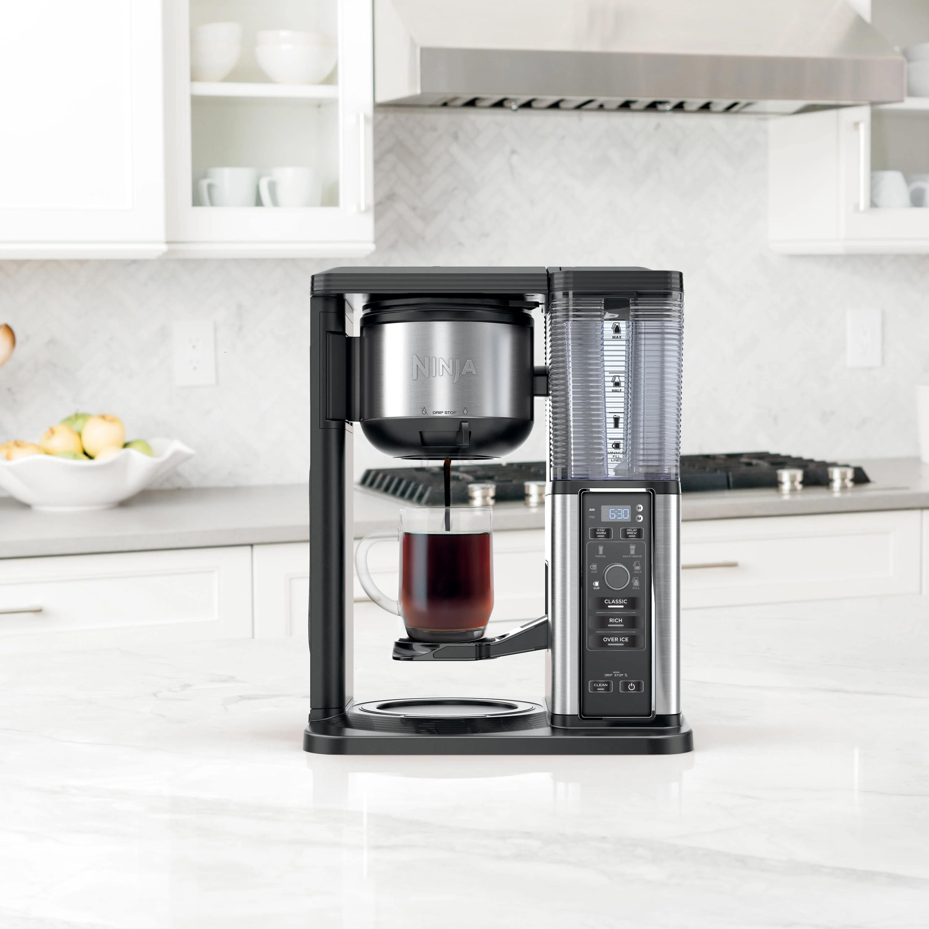 Ninja® CM300 Hot & Iced Coffee Maker, Single Serve Coffee Maker, Drip Coffee, Stainless, Glass Carafe