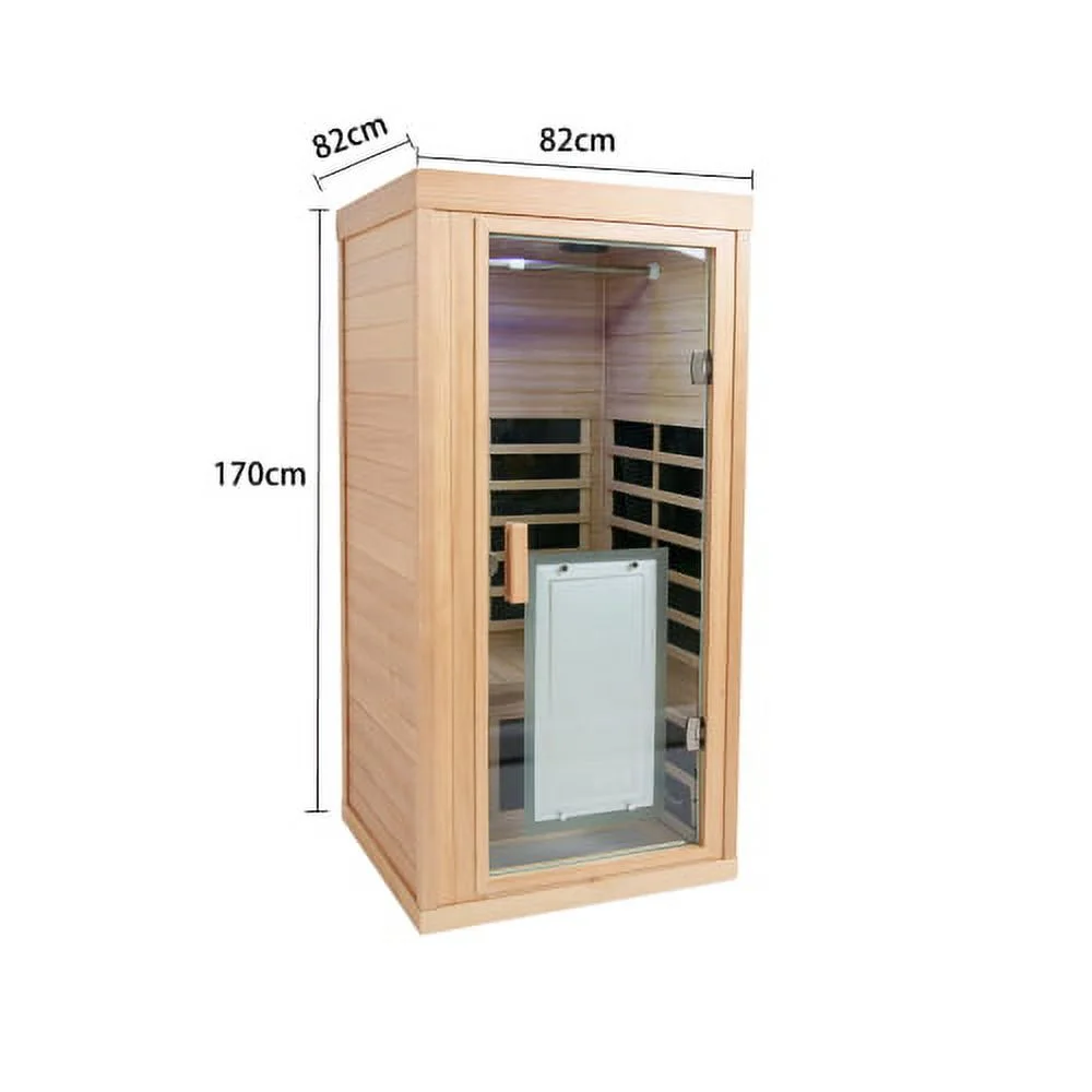 1-Person Far Infrared Sauna Room using Canadian Hemlock, Outdoor Personal Home Spa for Relaxation with intelligent control panel(Wood),American standard Power plug,TUV GS CE Safety Certification