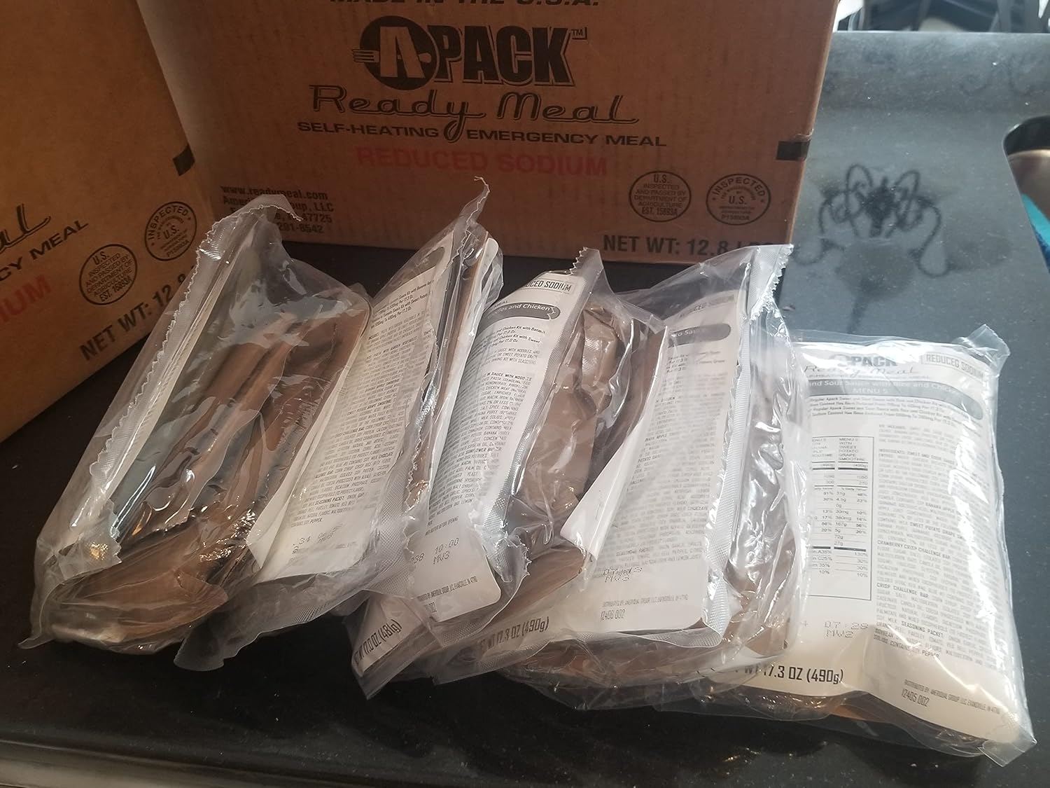 1 Month Supply MRE A-Pack Self-Heating Full Meal 4 Cases of 12 entrees with MRE Heaters