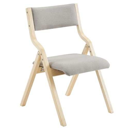 Wooden Padded Folding Chairs 2 Pack, Portable Folding Chairs with Cushions for Guests, Ideal for Kitchen Wedding Party Event