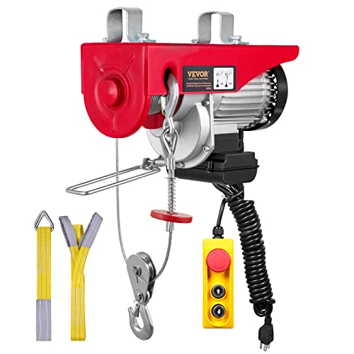 VEVOR 14ft 1320lbs Electric Hoist, 110v Electric Hoist 40ft/20ft Lifting Height for Garage Warehouse Factory