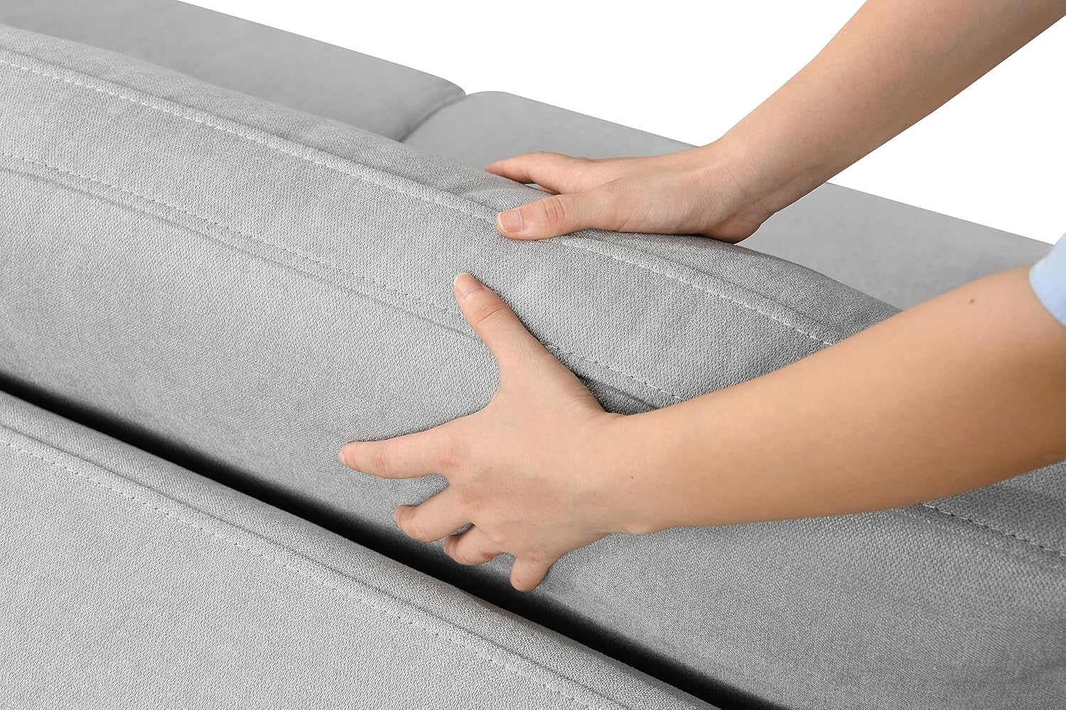 69" 3 in 1 Convertible Queen Sleeper Sofa Bed, Modern Fabric Loveseat Futon Sofa Couch w/Pullout Bed, Small Love Seat Lounge Sofa w/Reclining Backrest, Furniture for Living Room, Light Gray