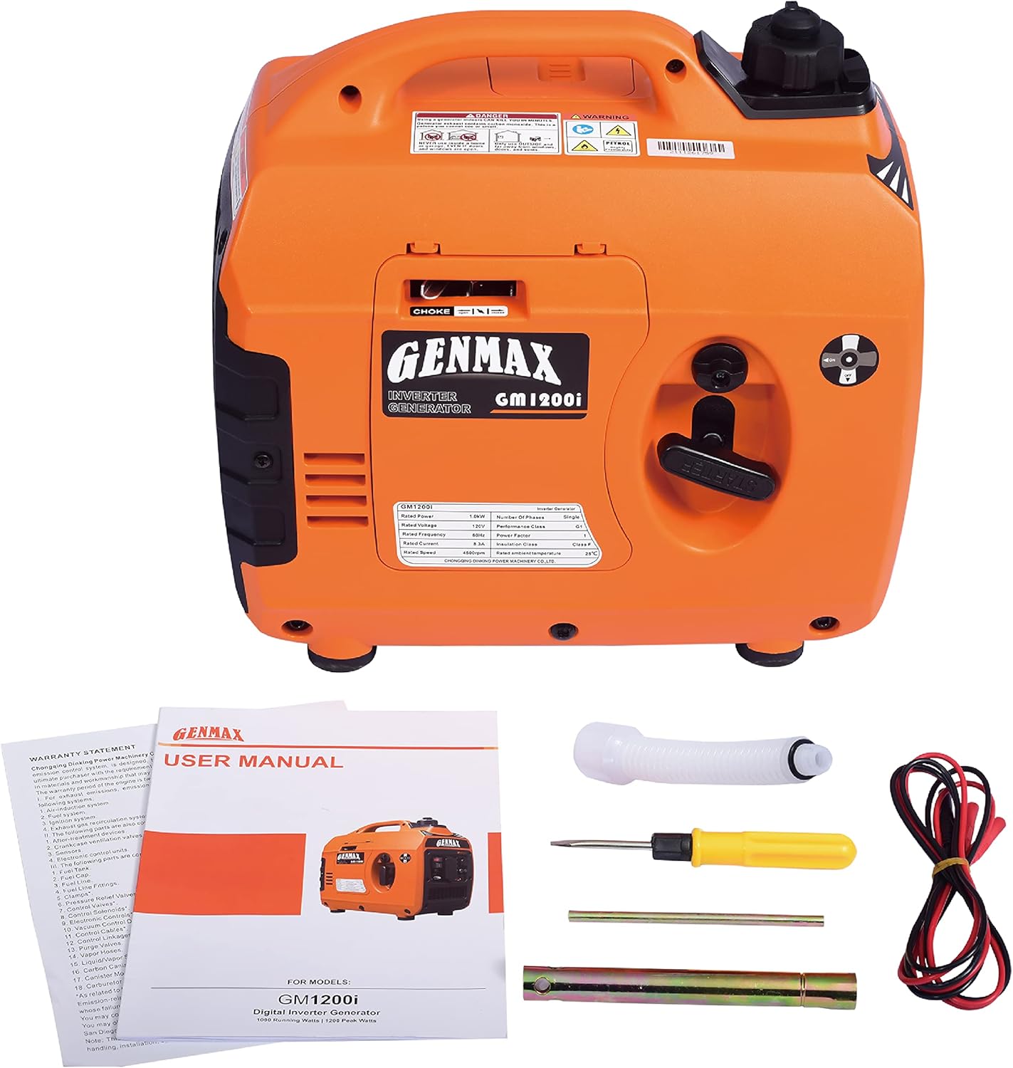 GENMAX Quiet Power Series Inverter Generator，Gas Powered, EPA Compliant, Eco-Mode Feature, Ultra Lightweight for Backup Home Use & Camping (GM5500i)