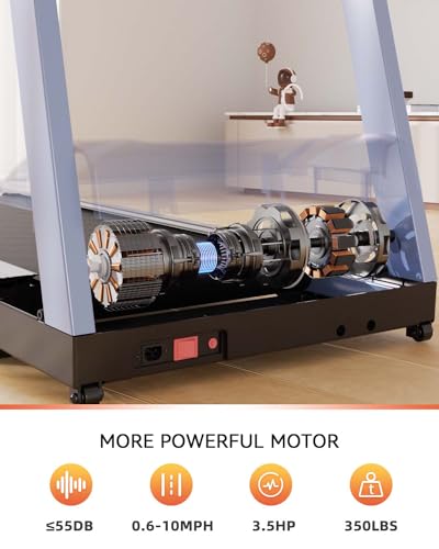 Folding Treadmill, 3.5HP Incline Treadmills for Home, Portable Treadmill with 350LBS Capacity, Compact Treading for Walking Jogging Running