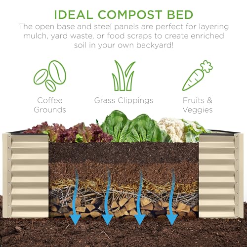 Best Choice Products 8x4x2ft Outdoor Metal Raised Garden Bed, Deep Root Planter Box for Vegetables, Flowers, Herbs, and Succulents w/ 478 Gallon Capacity - Gray