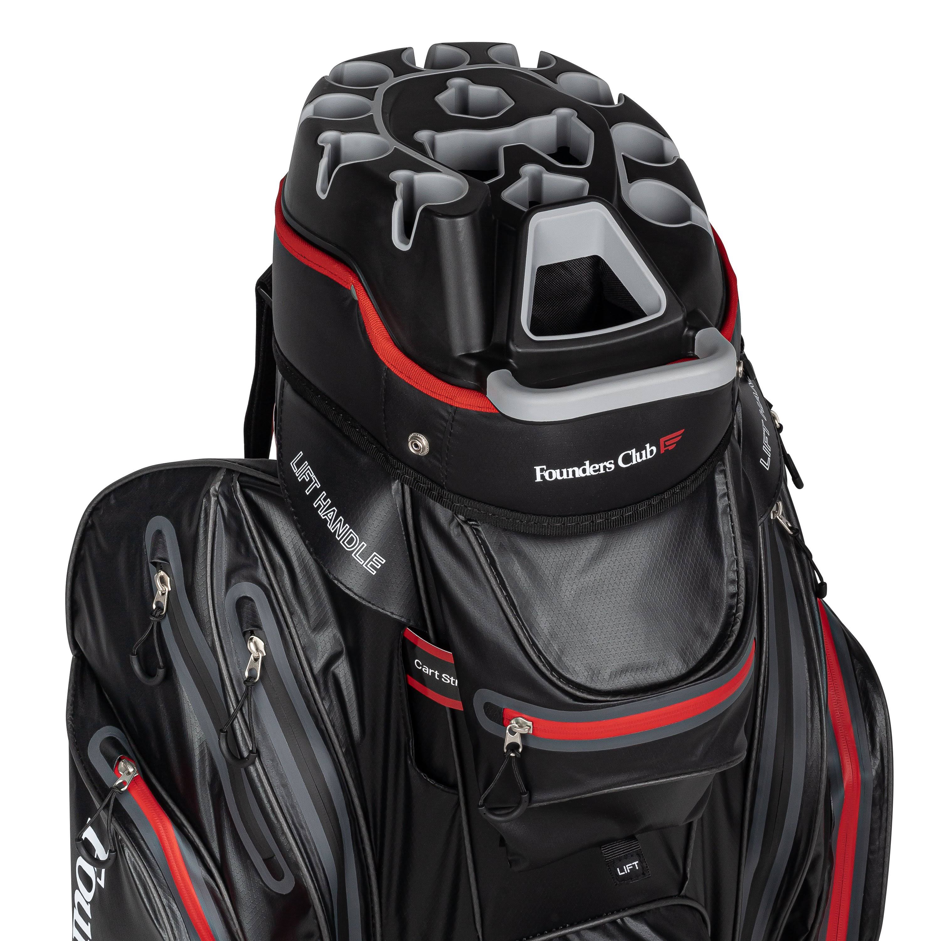 Founders Club Premium 14 Way Cart Bag - Black/Red Waterproof 2024 Best Sellers
