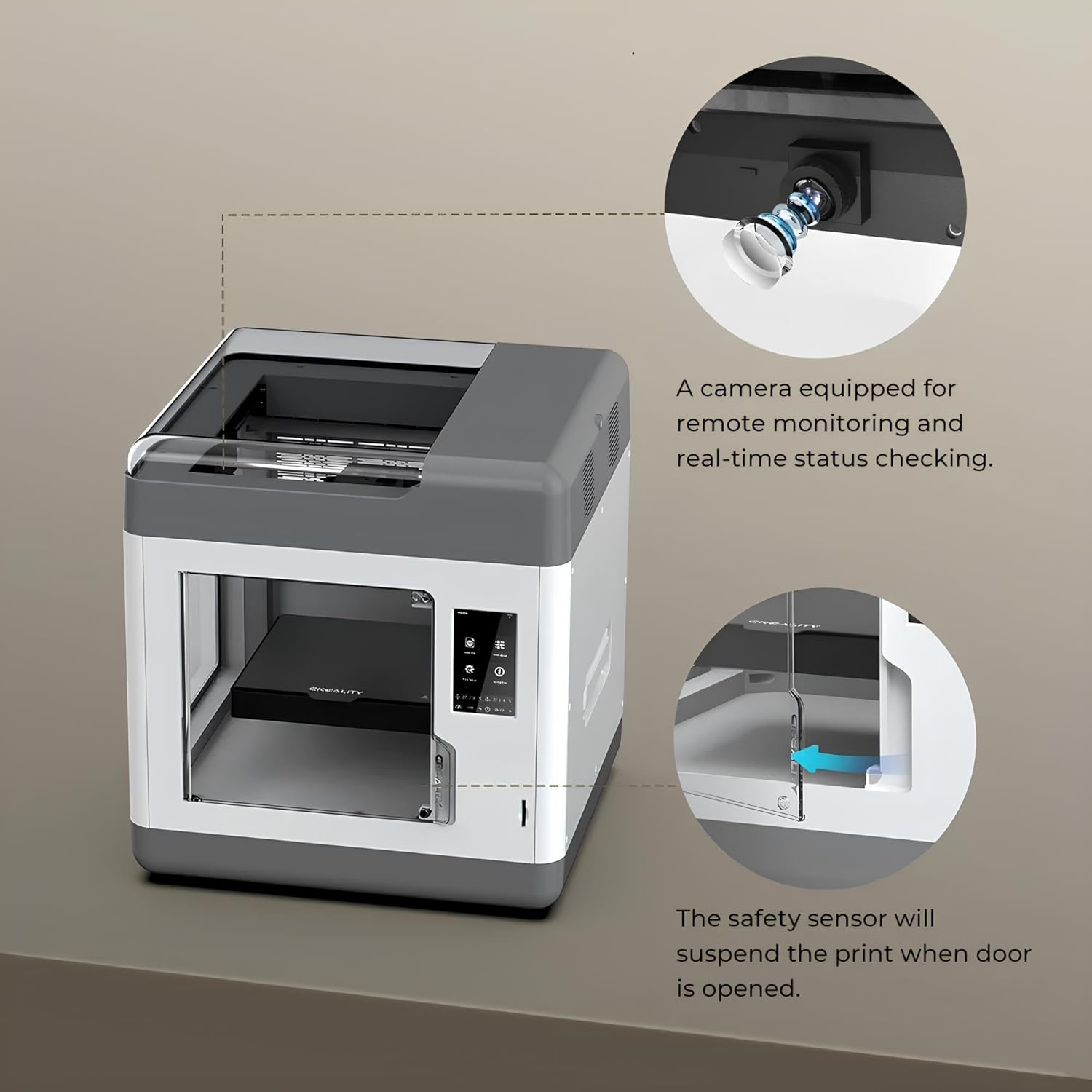 Creality3D Sermoon V1 Pro 3D Printer w/Built-in Camera, Smooth Printing w/Dual-Gear Direct Extruder, Wi-Fi Connectivity, Personal Home Education High Precision Intelligent No Leveling 3D Printing
