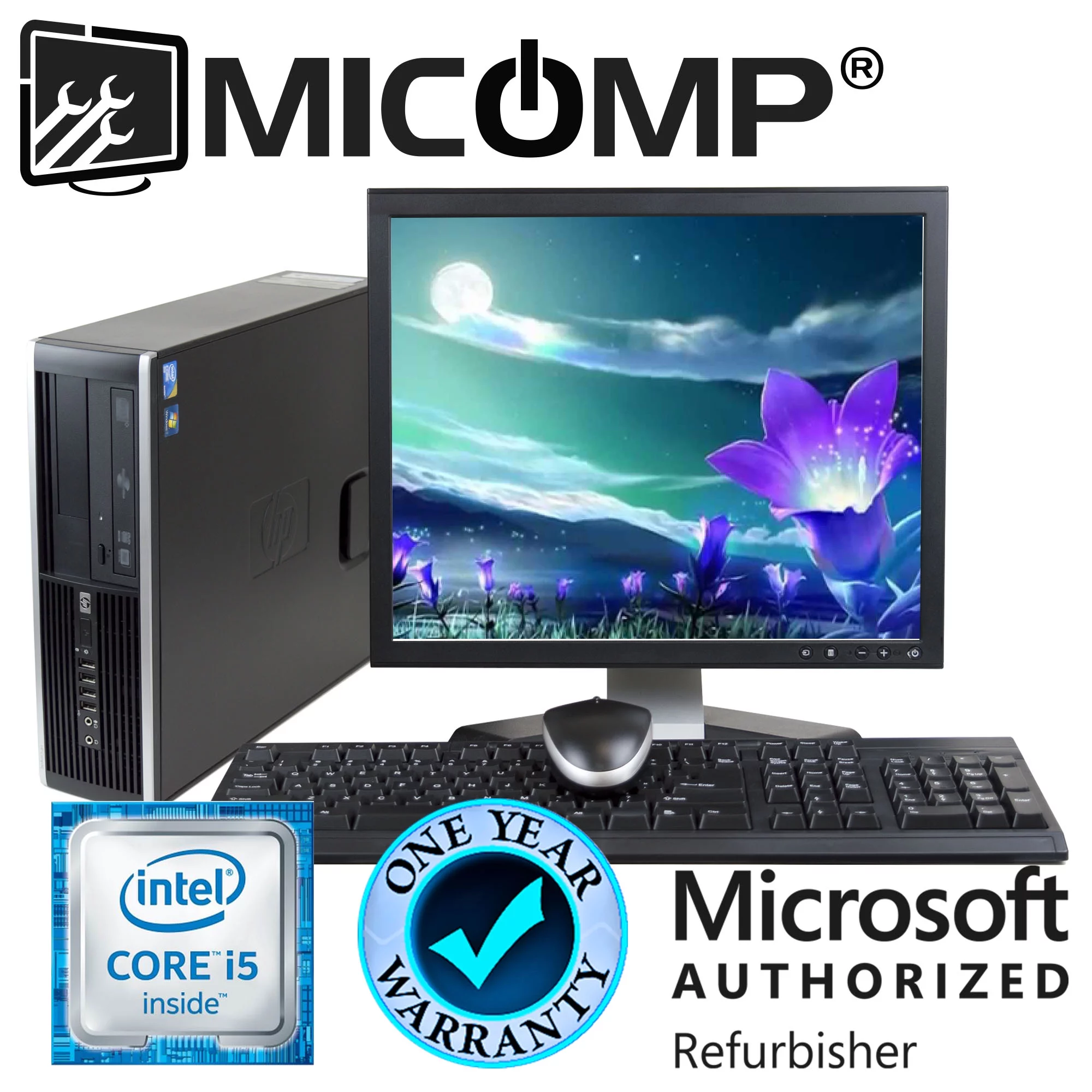 HP EliteDesk 8200 Desktop Computer PC, Intel Quad-Core i5, 250GB HDD, 8GB DDR3 RAM, Windows 10 Home, DVD, WIFI, 19in Monitor, USB Keyboard and Mouse (Used - Like New)