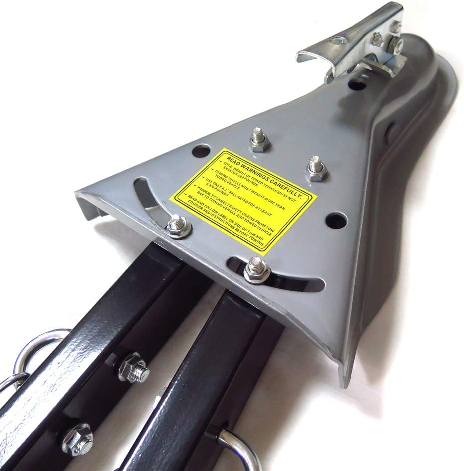 HTTMT- US-FF801-BK- Adjustable Tow Towing Bar Bumper Mount 5000lb w/Chains RV Car Truck Jeep System