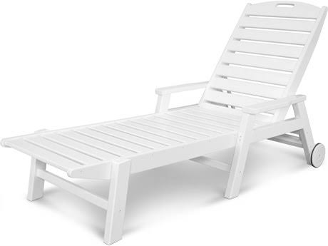 POLYWOOD Nautical Chaise with Arms u0026 Wheels - Sand