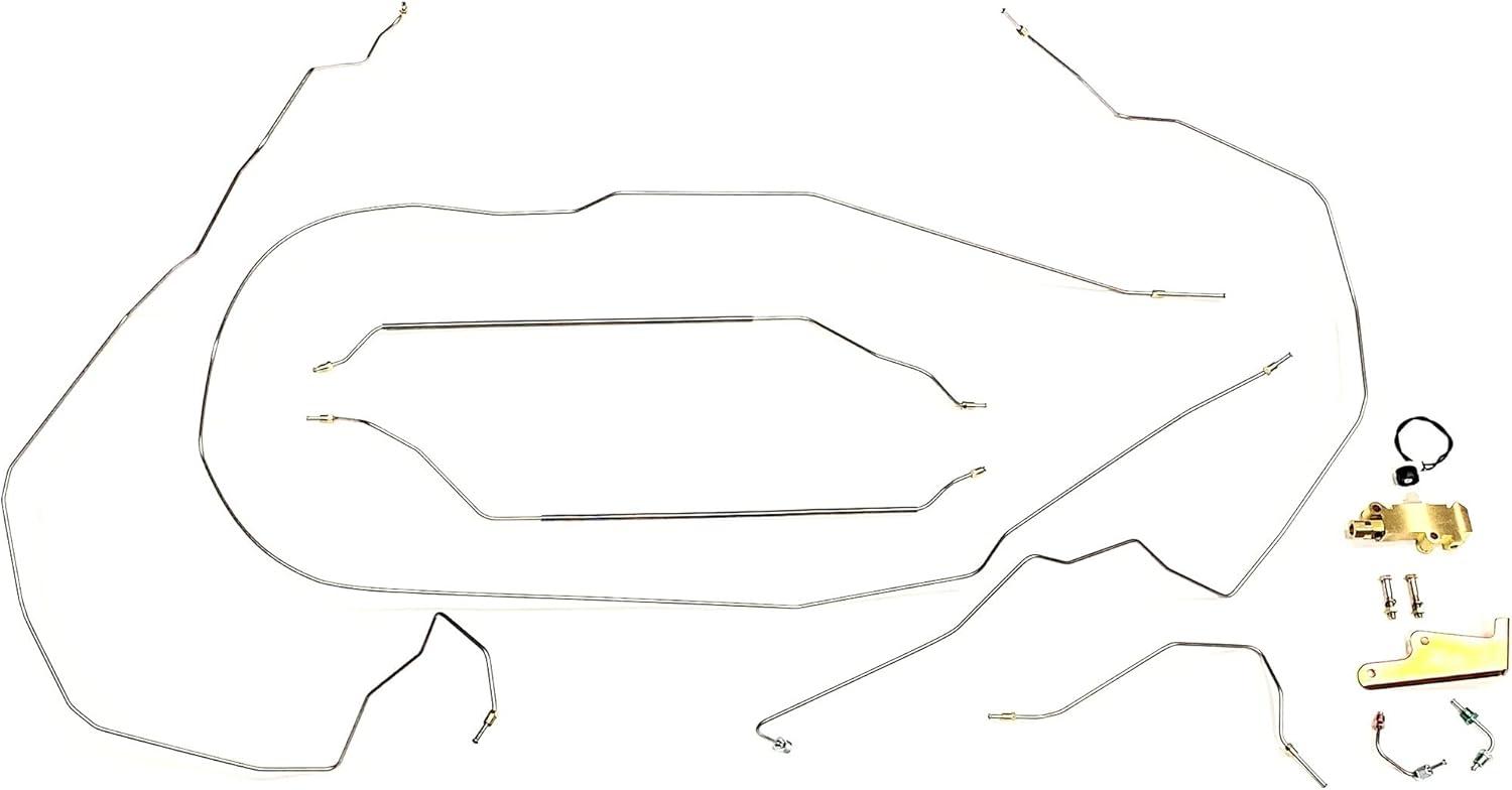 Full Car Brake Line Kit - Fits 55-57 Chevy Car - Stainless - Valve/Bracket Included - The Stop Shop