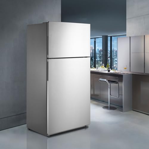Techomey Top Freezer Refrigerator, Garage Ready, Stainless Steel
