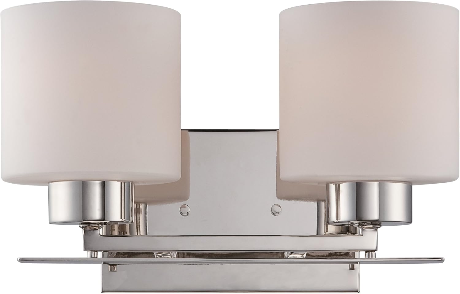 Nuvo Lighting 60/5202 Parallel Two Light Vanity 100 Watt A19 Max. CUL Damp Location Etched Opal Glass Polished Nickel Fixture