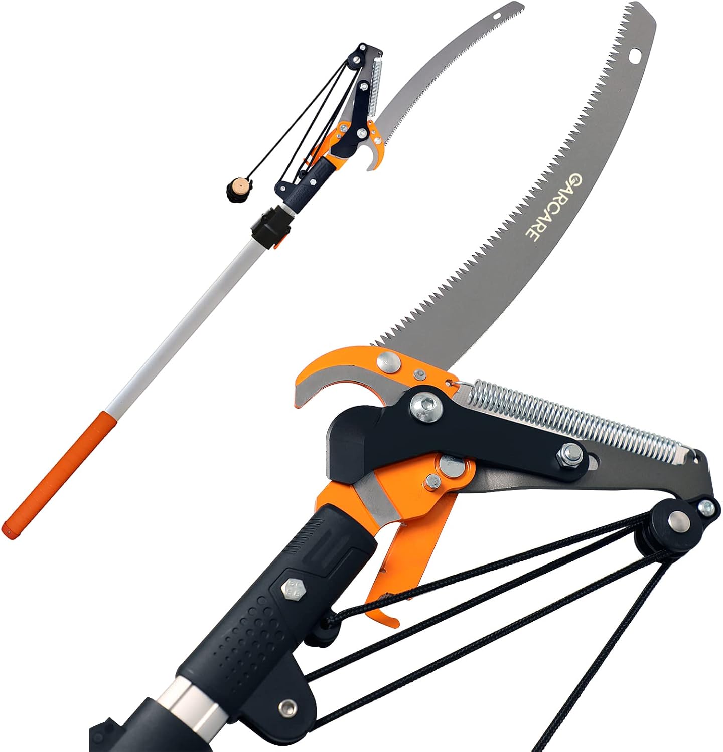 GARCARE Pole Saws for Tree trimming & Tree Pruner Extendable 2 in 1 with 3/4'' Cutting Capacity, Adjustable Length 4.6-7 foot