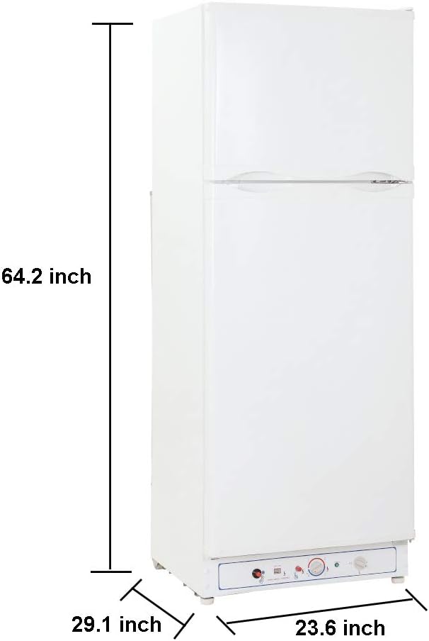 SMETA 110V/Gas Propane Refrigerator Fridge Up Freezer Propane Fridge Large Storage for Off Grid Garage Ready Refrigerator, 9.4 Cu.Ft, White
