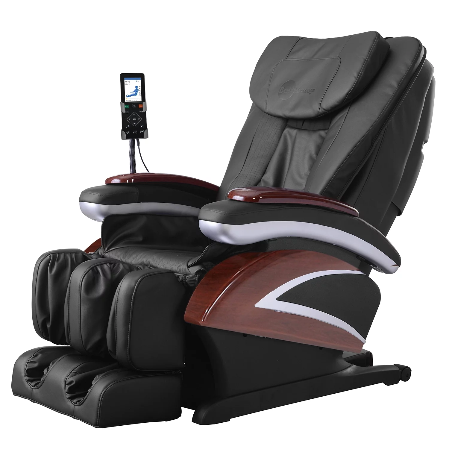 Full Body Electric Shiatsu Massage Chair Recliner with Built-in Heat Therapy Air Massage System Stretch Vibrating PS4,Black - Curated Treasures Market