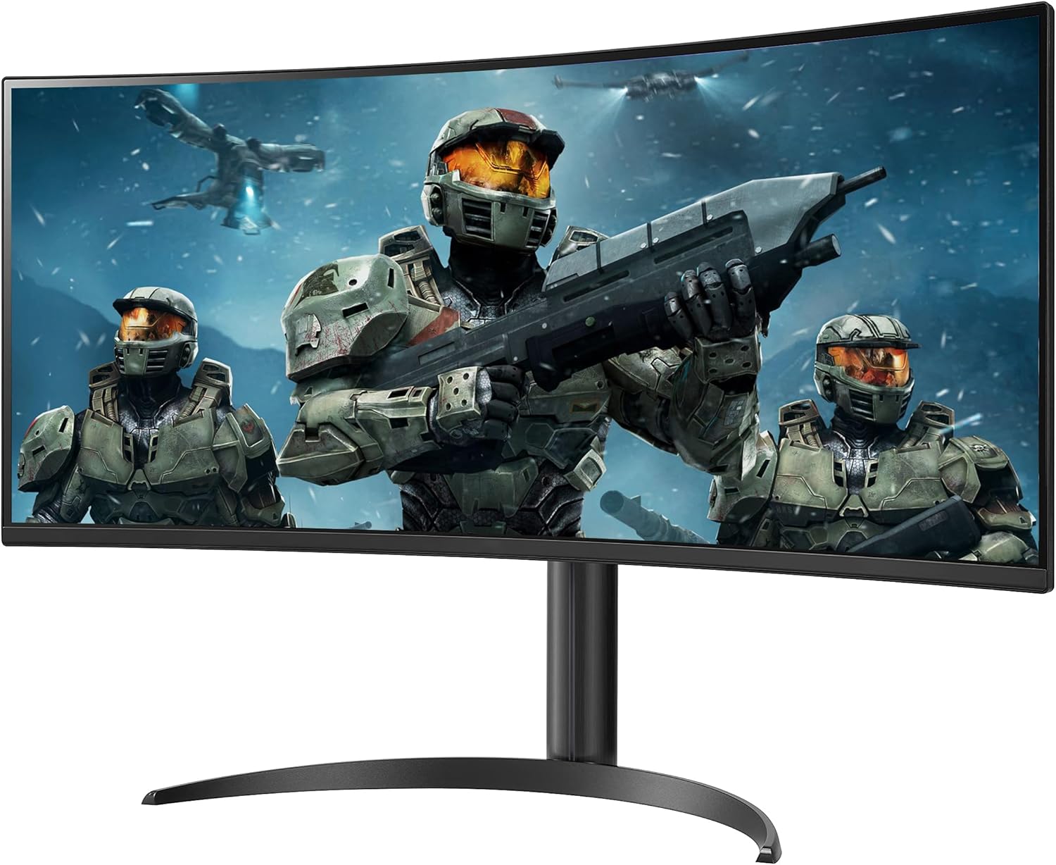 LG 34WP60C-B 34" 21:9 Curved UltraWide QHD (3440 x 1440) HDR 10 160Hz 1ms Gaming Monitor with Tilt Adjustable Stand, AMD FreeSync Premium, Display Port and HDMI, Black, WEPGPY