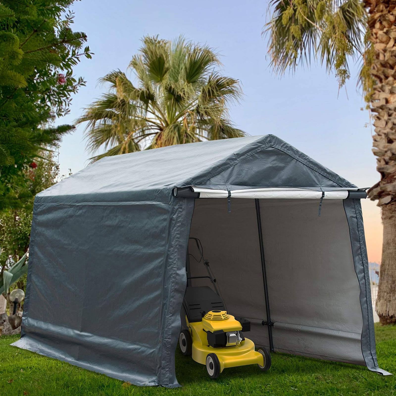 Abba Patio Storage Shelter 8 x 14- Feet Outdoor Shed Heavy Duty Canopy, Grey