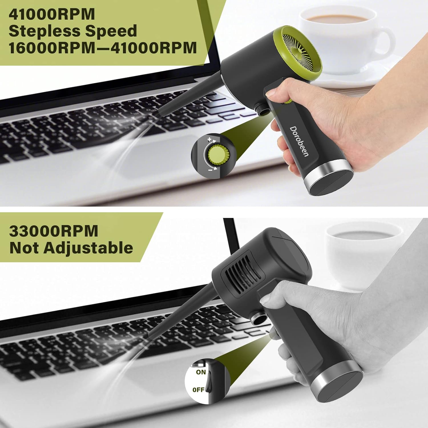 Cordless Air Duster, Blower & Vacuum 2 in 1, Compressed Air Duster, Portable Handheld Electronics Air Duster, Power 77000 RPM Motor, 10000 PA Suction, for Keyboard Car Computer Toys.