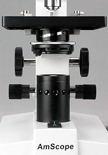 Amscope Binocular Biological Microscope 40X-2500X with Extensive Slide Preparation Kit and Book, White