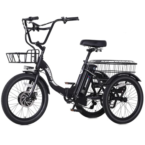 Electric Tricycle 20" 3 Wheels Electric Trike for Adults Women Men | Folding, Electric Bicycle Bikes, 350W, Step-Thru, Etrike, 374WH, Removable Battery, Large Basket