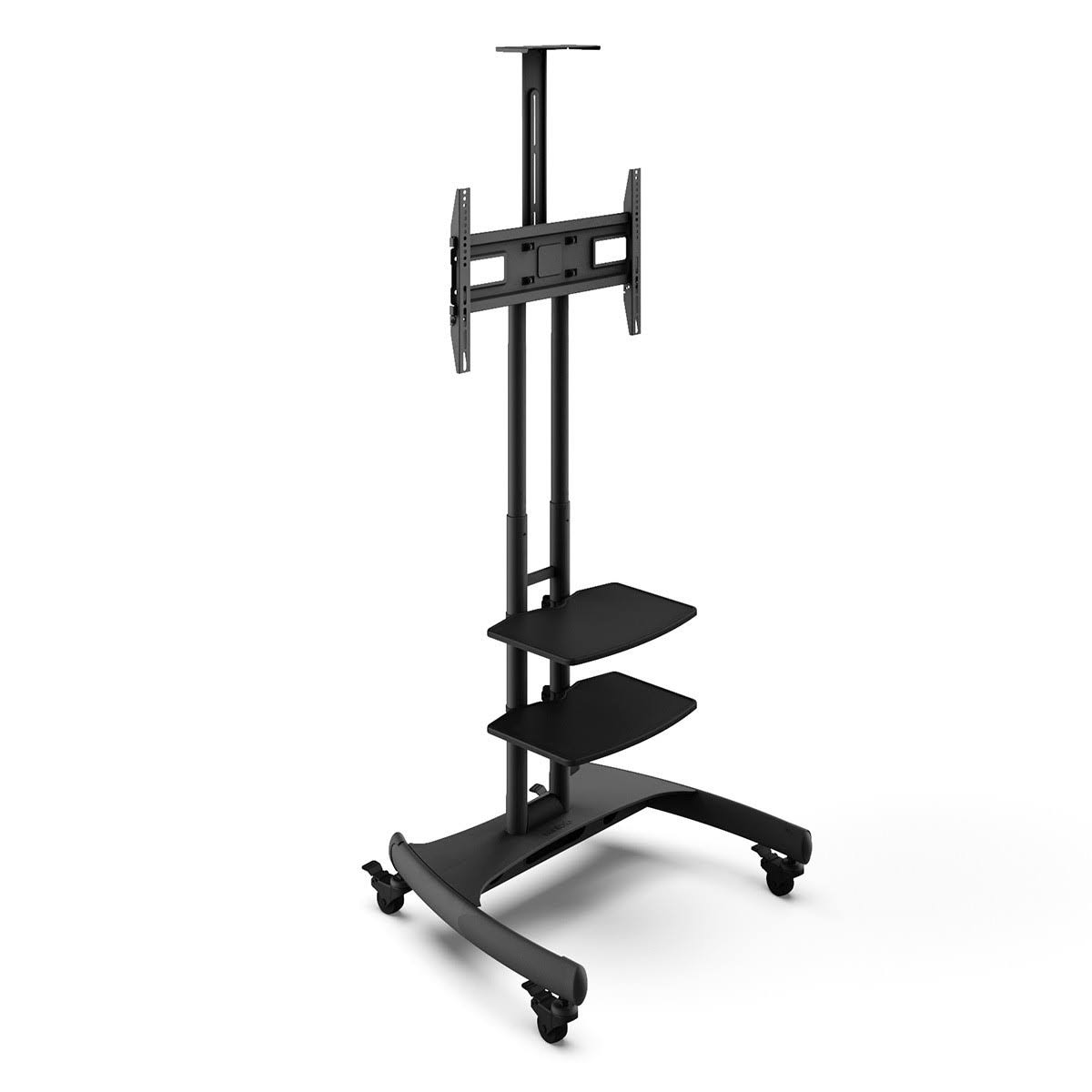 Kanto Mobile TV Mount with Two Adjustable Shelves for 37 inch to 65 inch TVs, Black MTM65PL2