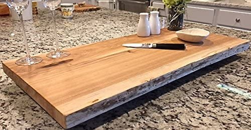 RUNFAYBIU Black Walnut Gorgeous  Unique   Double Live-Edge Wood Charcuterie/Appetizer/Dessert/Grazing/Cheese/Cutting Board 20" x 12.5".