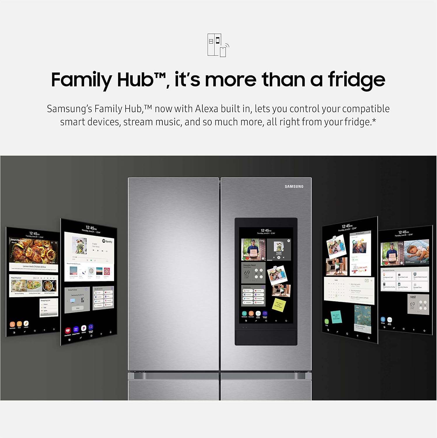 SAMSUNG 29 Cu Ft Smart 4-Door Flex Refrigerator w/ Family Hub and Alexa Built-In, Beverage Center, Dual Ice Maker, Energy Star Certified, RF29A9771SR/AA, Fingerprint Resistant Stainless Steel