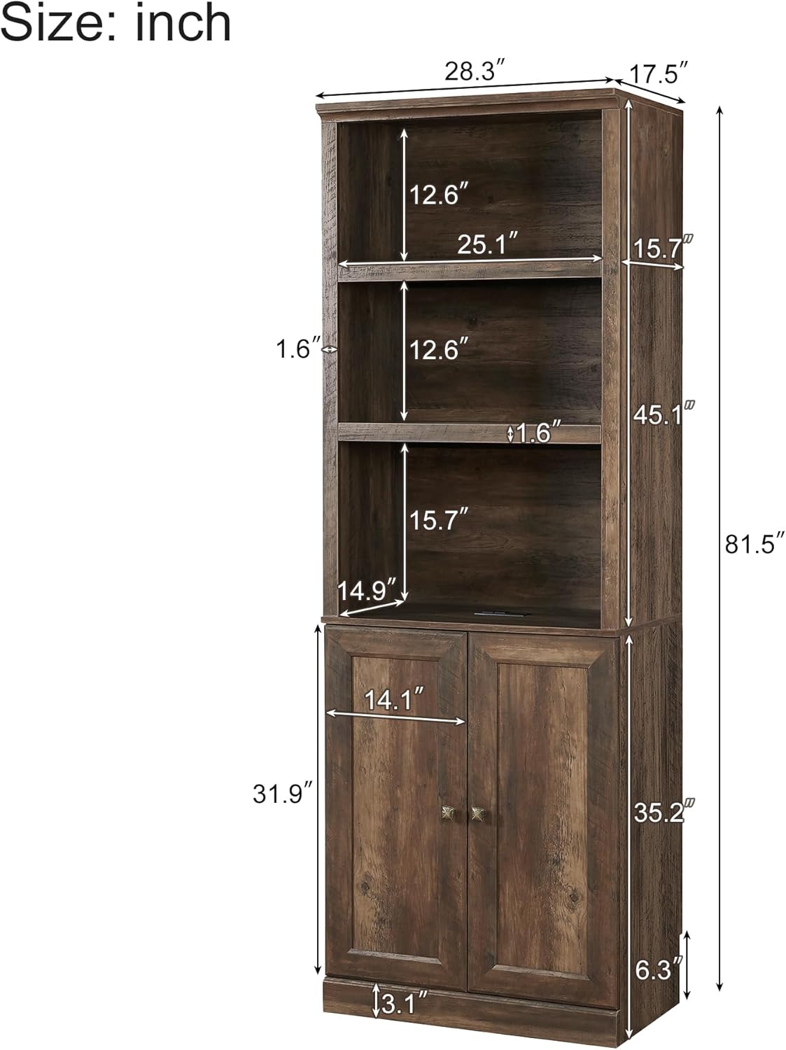 Full Size Murphy Bed with 2 Side Cabinet Storage Shelf, Wood Foldable Bedframe Wallbed for Bedroom Living Room, Space-Saving Design, Brown