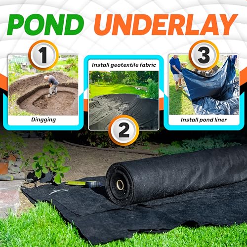 PAMAZY Non Woven Geotextile Fabric (Gloves & Scissors Included), 50 Years Fabric, Heavy Duty Drainage Fabric for French Drains, Landscaping, Driveway, Weed Control, Construction, Underlayment