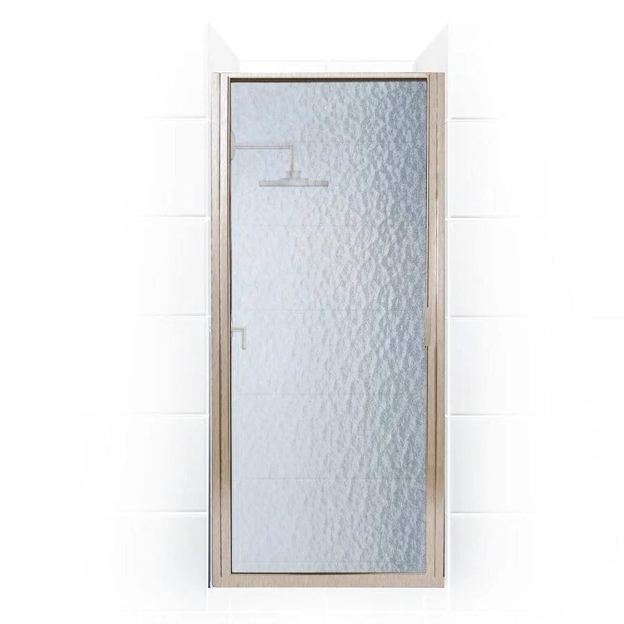 Coastal Shower Doors P34.83-A Paragon Series 34x22 x 82x22 Framed Continuous Hinge Shower Door with Obscure Glass Brushed Nickel