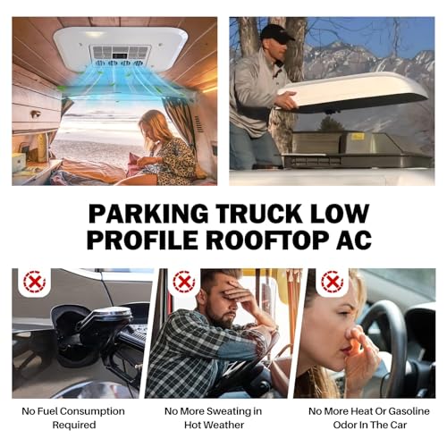Cooling 12V RV Air Conditioner 7000 BTU, Universal RV Rooftop Ac Unit All-In-One 12 Volt DC Camper Ac Units, Low-Noise Easy Install For Car, Truck, Trailer, Fifth Wheel, Golf Cart, Motorhome
