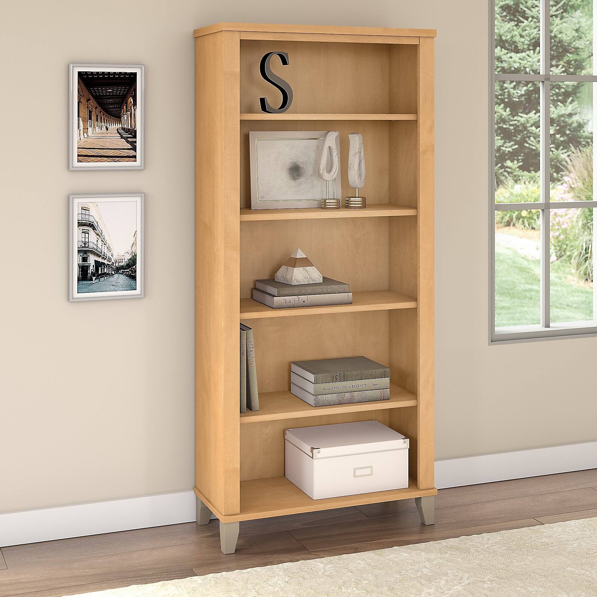 Bush Somerset 5-shelf Bookcase, Maple Cross