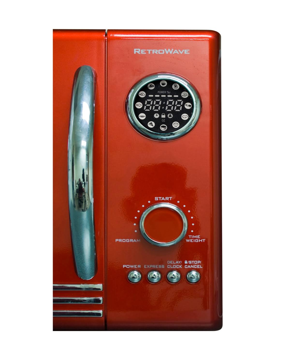 Nostalgia RMO4RR Retro Large 0.9 Cu ft Countertop Microwave Oven Metallic Red
