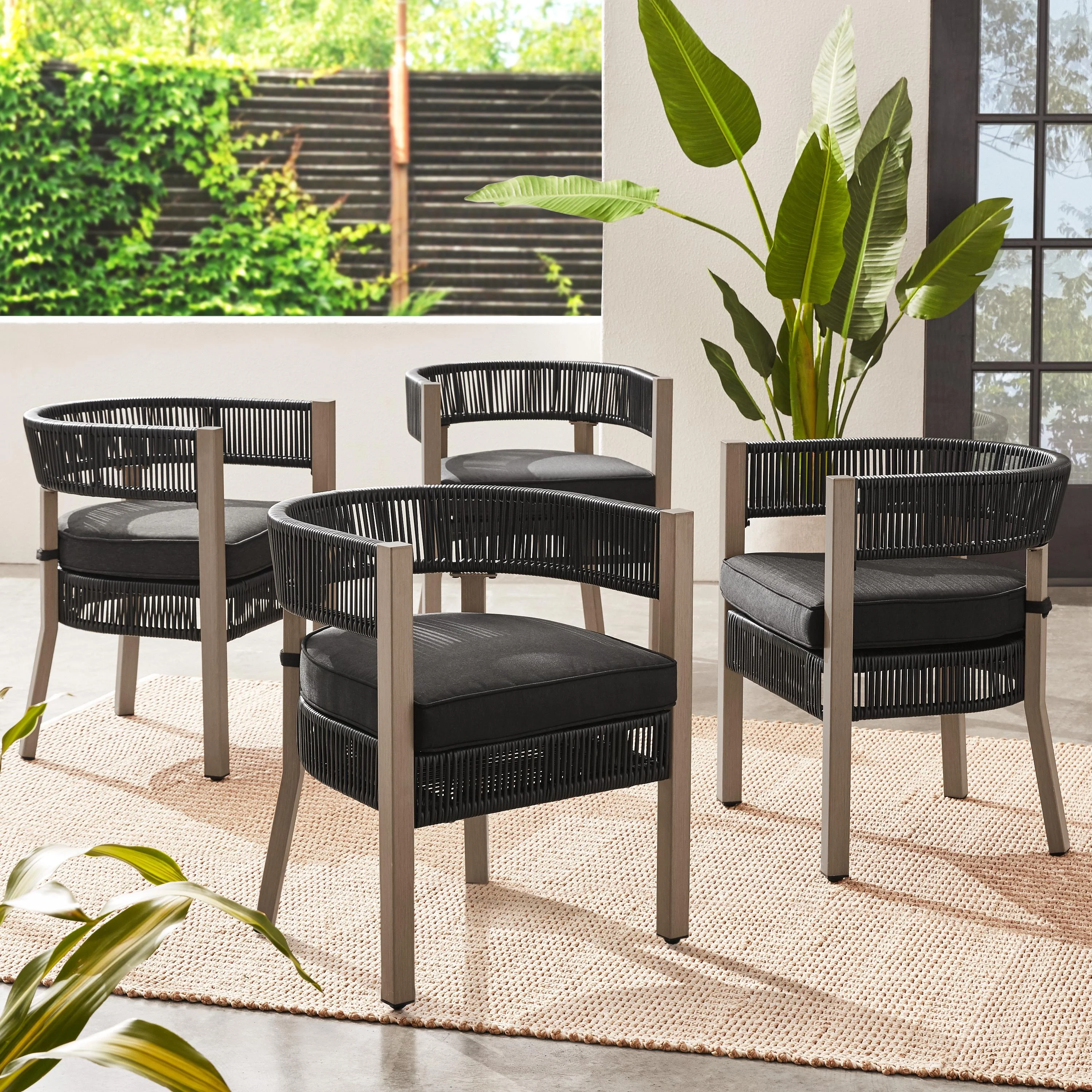 Better Homes & Gardens Tarren 5-Piece Wicker Outdoor Dining Set, Black
