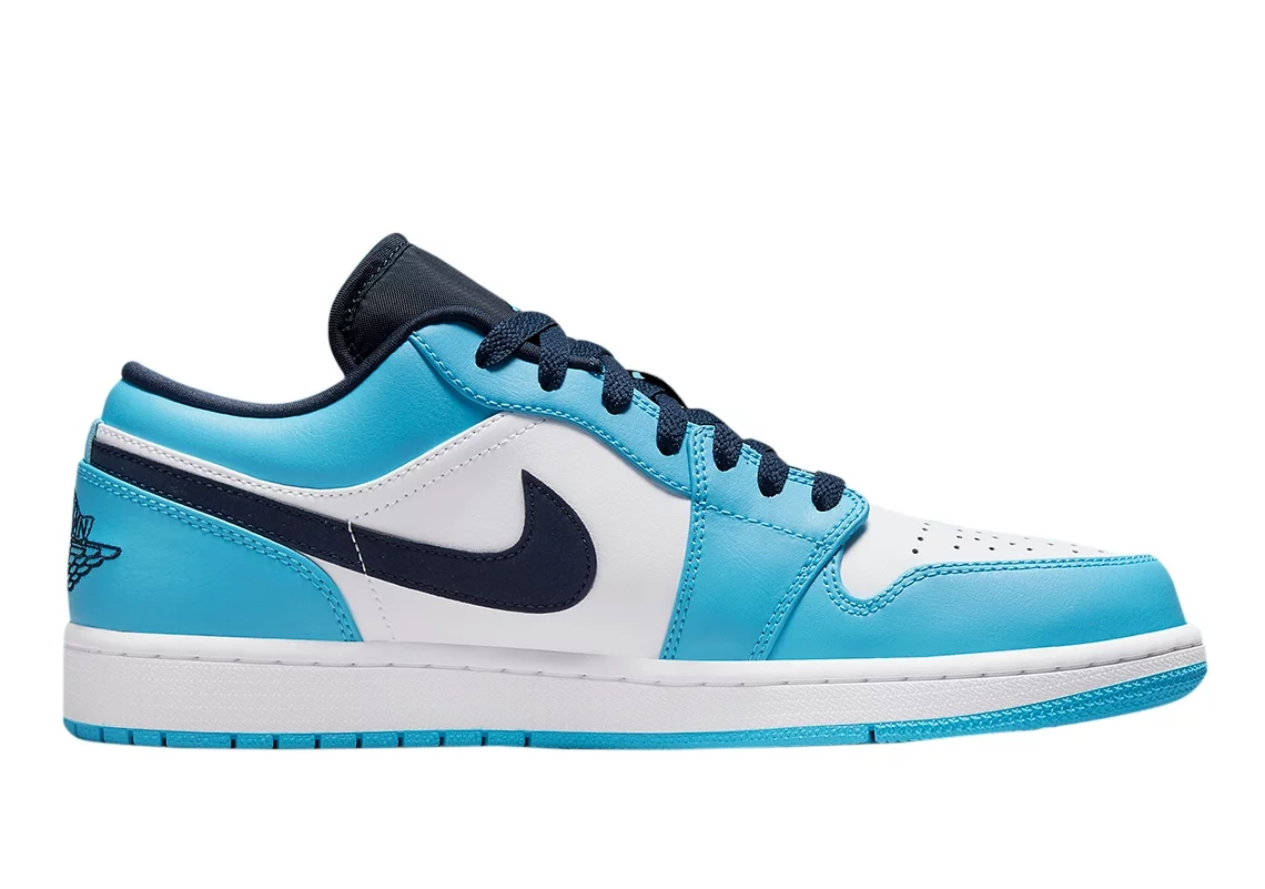 Men's Jordan 1 Low UNC White/Dk Powder Blue-Obsidian (553558 144) - 8.5 - Curated Treasures Market